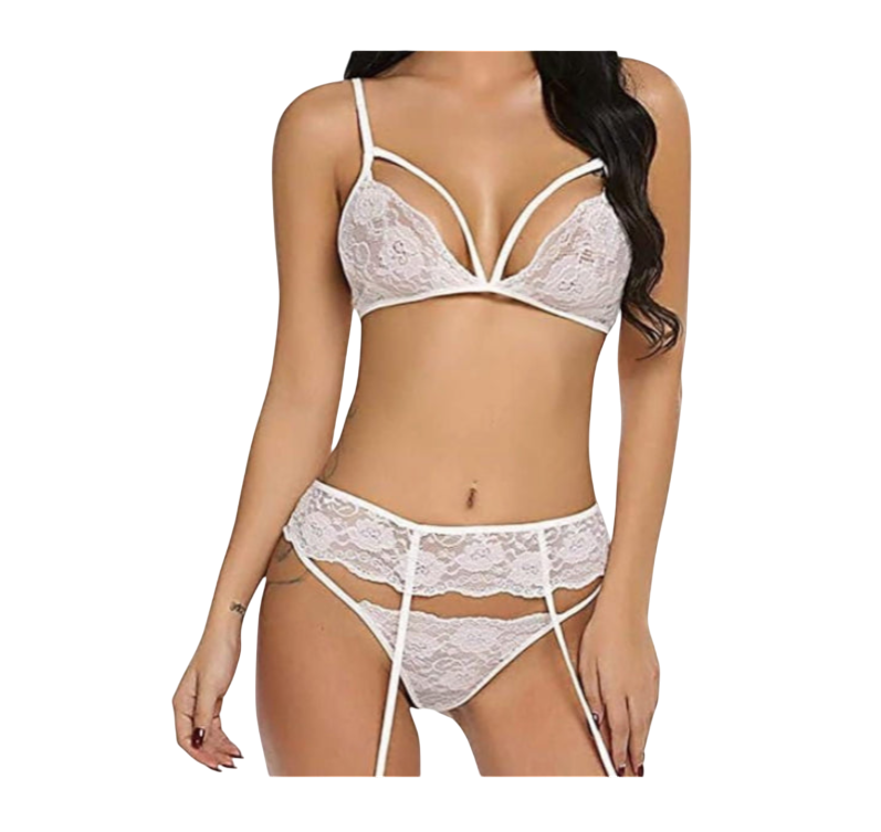 Set de Lencería con Liguero de Encaje