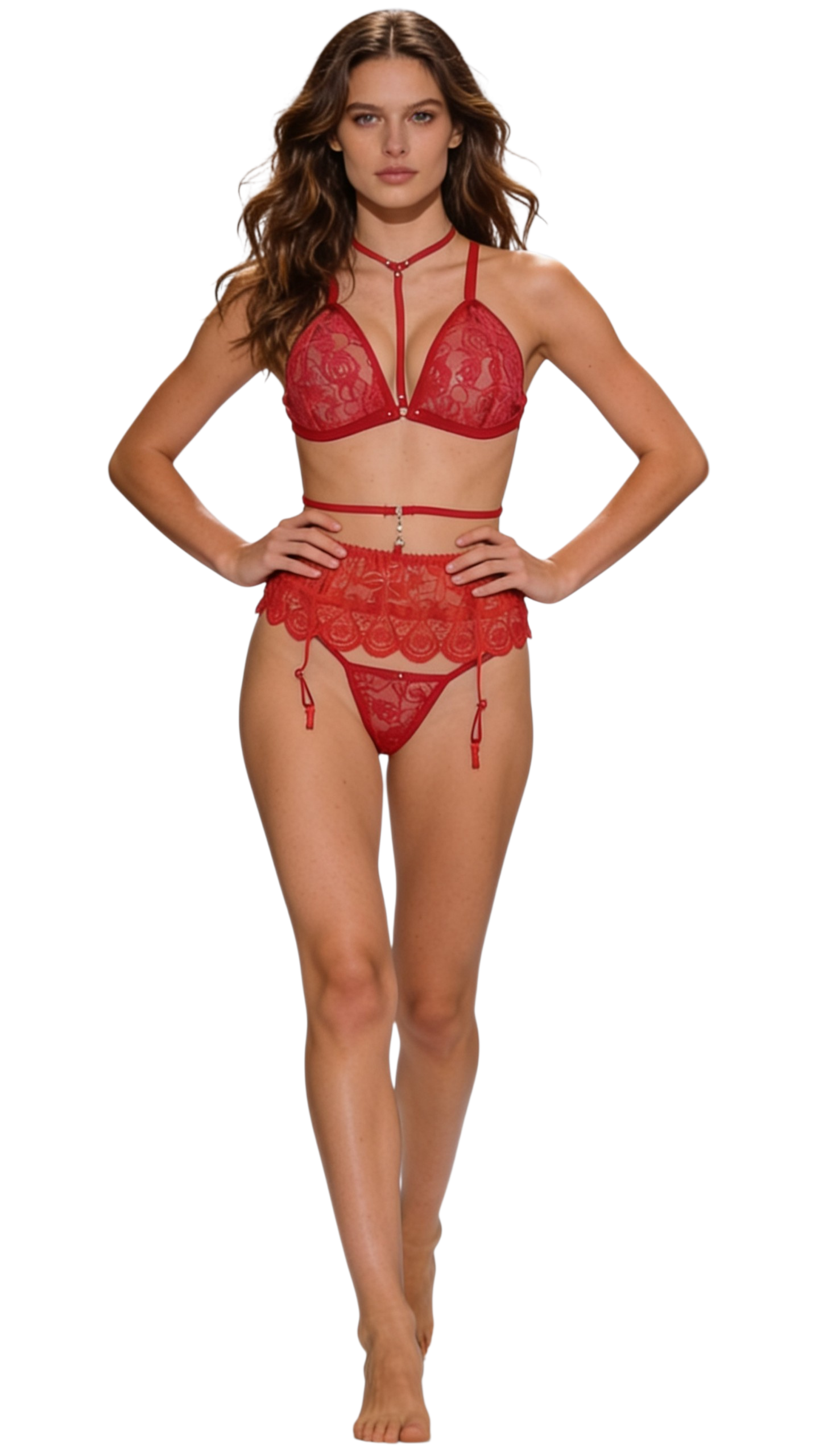 Set con Liguero Romance - Rojo