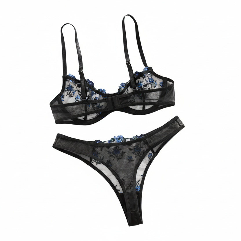 Set Rosa Encantadora - Negro con azul