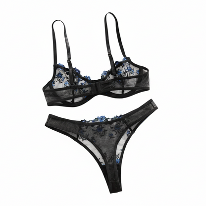 Set Rosa Encantadora - Negro con azul