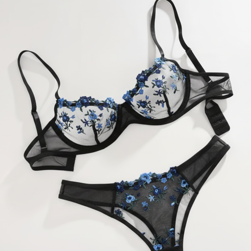 Set Rosa Encantadora - Negro con azul