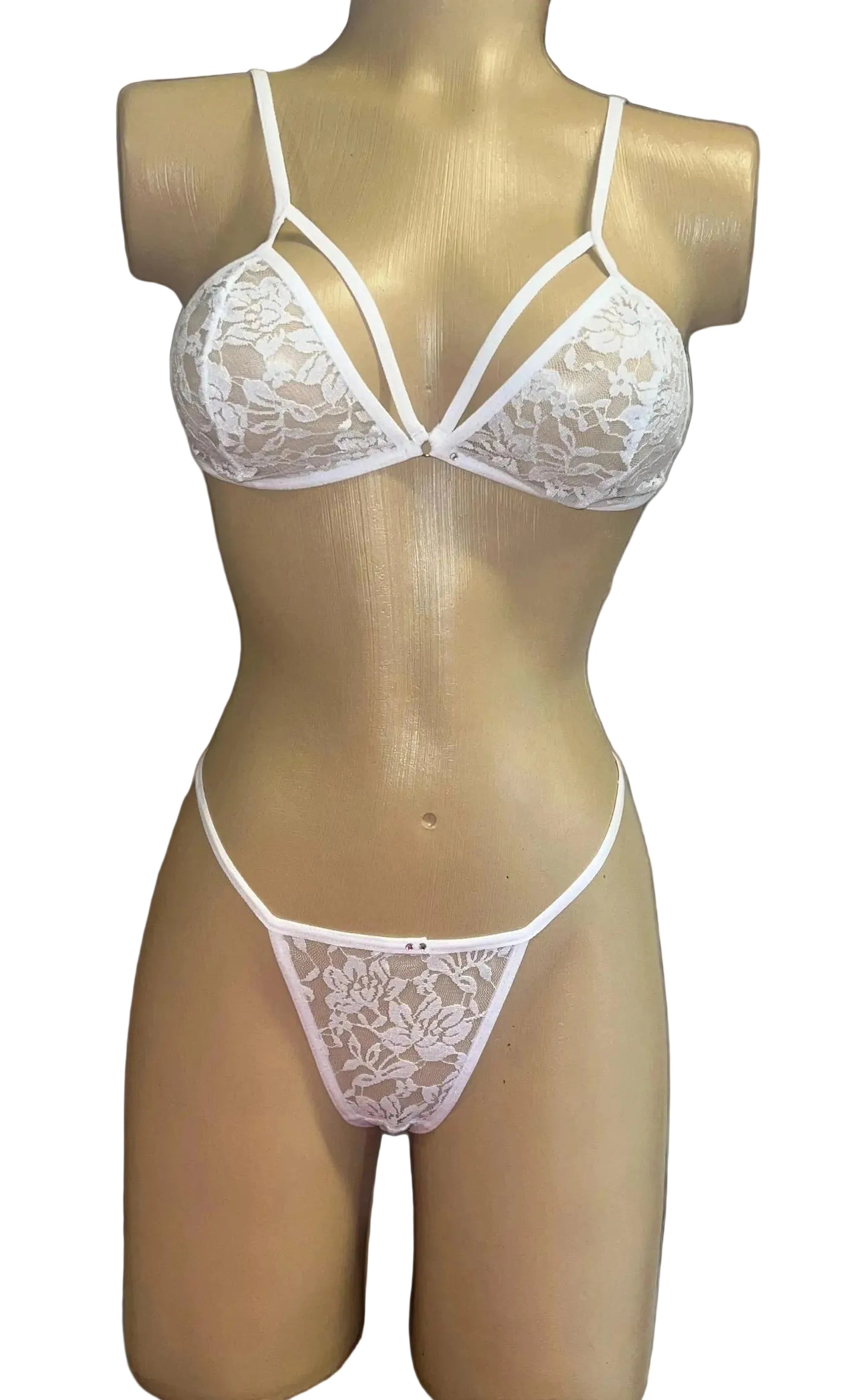 Set con Liguero Encaje Blanco