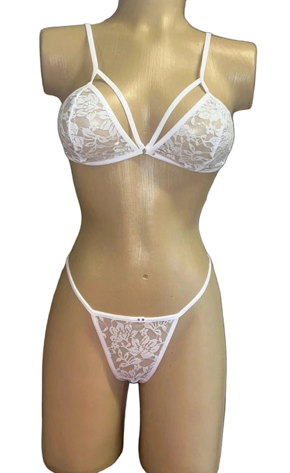 Set con Liguero Encaje Blanco